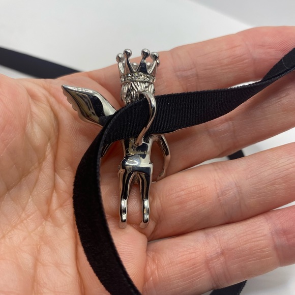 Vintage Guardian Angel Cherub Velvet Choker Necklace - Picture 6 of 6